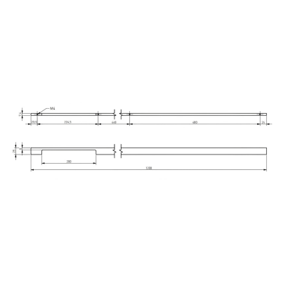 Ручка алюминиевая GTV EXTEND, L=1200 мм, светлое шлифованное золото, UA-EXTEND-1200-22