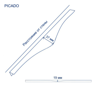 Ручка алюминиевая GTV PICADO, C=320 мм, L=396 мм, брашированное золото, UA-PICADO-320-396-18
