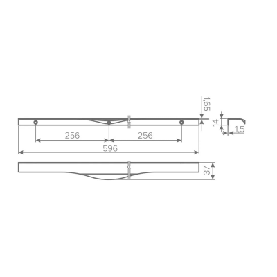 Ручка алюминиевая GTV PICADO, C=256 мм, L=596 мм, черный матовый, UA-PICADO-256-596-20M