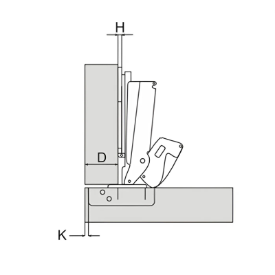 Петля угловая, 165°, без доводчика, slide-on, H=2, Gelony (100шт/кор)