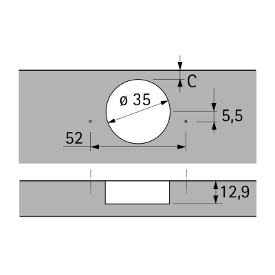 Петля Sensys 8645i TH 52, для вкладных дверей, 110А, HETTICH (9071207)